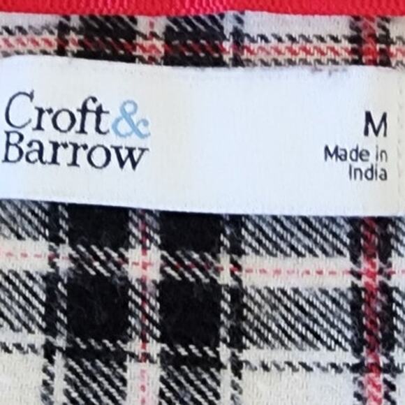 Croft & Barrow Black Red and White Plaid Flannel Shirt Womens Size M 100% Cotton - Picture 6 of 12